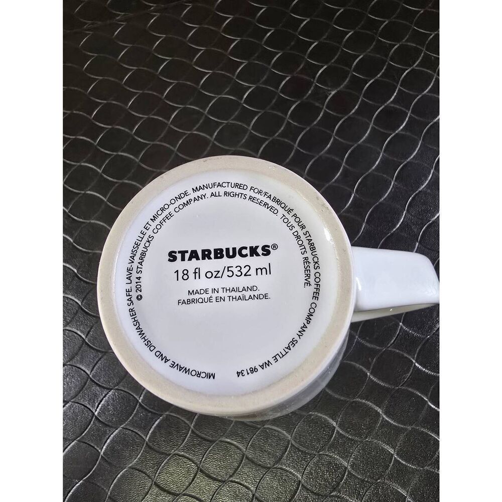 Starbucks 2014 Mug White Handle Ceramic Coffee Cup Black Mermaid Logo 18 Oz - Picture 6 of 7